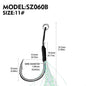 PROBEROS 10Pcs Metal Jig Tail Assist Hooks 11-19# With PE Line Feather Solid Ring Jigging Fishhook for 5-80g Lure Fishing Hooks