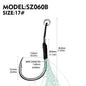 PROBEROS 10Pcs Metal Jig Tail Assist Hooks 11-19# With PE Line Feather Solid Ring Jigging Fishhook for 5-80g Lure Fishing Hooks