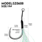 PROBEROS 10Pcs Metal Jig Tail Assist Hooks 11-19# With PE Line Feather Solid Ring Jigging Fishhook for 5-80g Lure Fishing Hooks