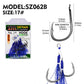 PROBEROS 2Pcs 5pc/set Metal Jig Tail Assist Hooks 11-19# With PE Line Feather Solid Ring Jigging Fishhook for 5-80g Lure Fishing Hooks - Proberos