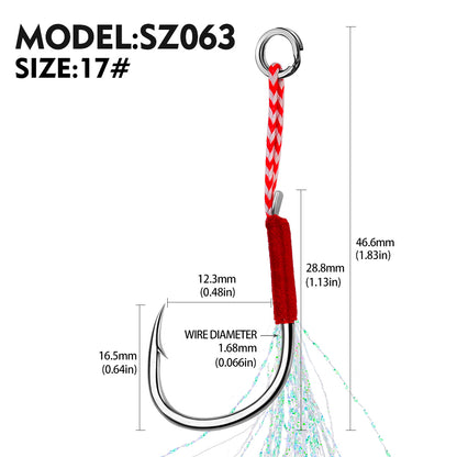 PROBEROS 5bag 10pcs/bag Fishing Hooks for slow jig with Feathers Slow Double Jig Hook Fishing Jig Assis hooks Fishhooks