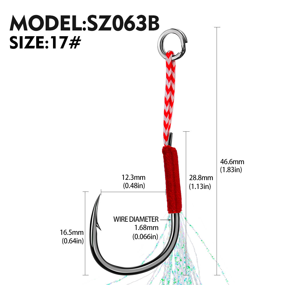 PROBEROS 5bag 10pcs/bag Fishing Hooks for slow jig with Feathers Slow Double Jig Hook Fishing Jig Assis hooks Fishhooks