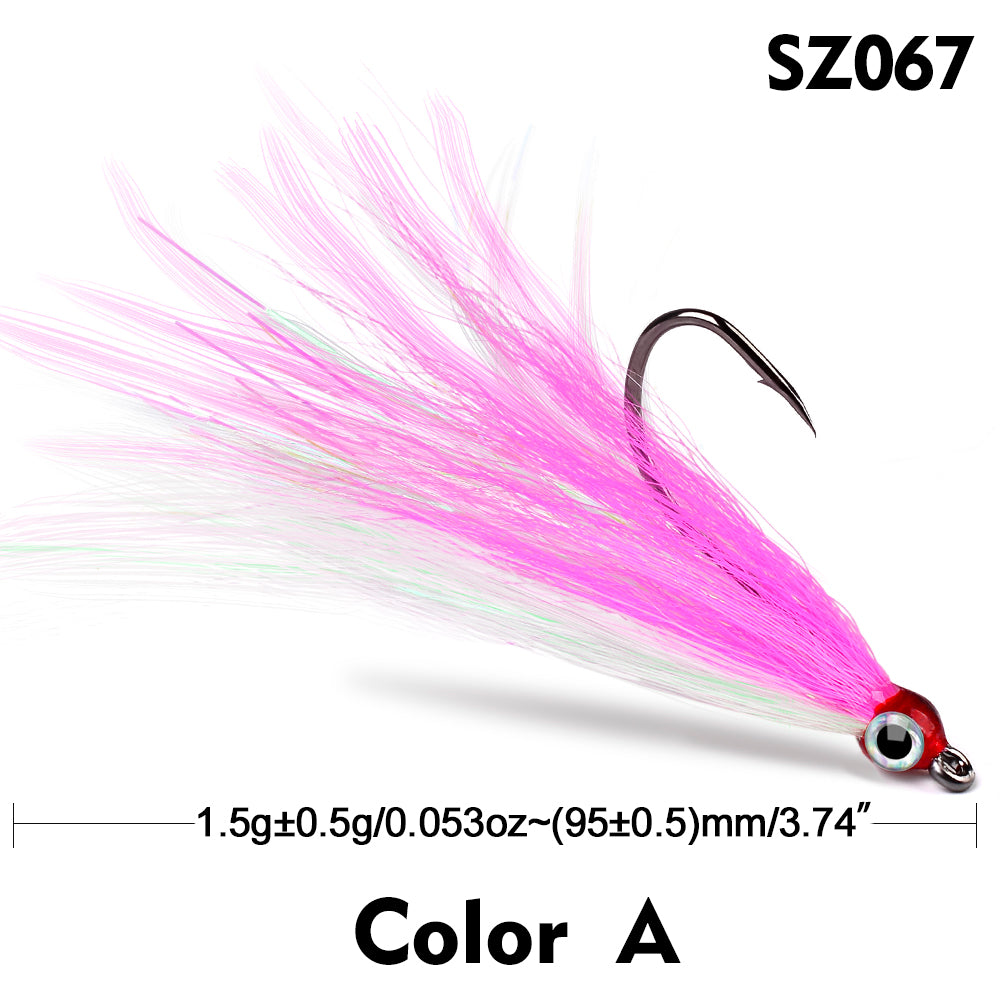 PROBEROS 5pcs/bag High Carbon Steel Feather Bionic Lure Hook pesca Fishing Gear Barbed Single Hook Outdoor Fishing Accessories