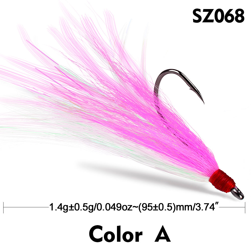 PROBEROS 5pcs/bag High Carbon Steel Feather Bionic Lure Hook pesca Fishing Gear Barbed Single Hook Outdoor Fishing Accessories