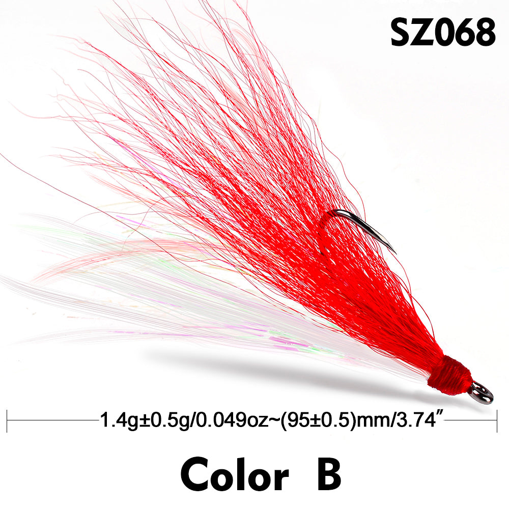 PROBEROS 5pcs/bag High Carbon Steel Feather Bionic Lure Hook pesca Fishing Gear Barbed Single Hook Outdoor Fishing Accessories