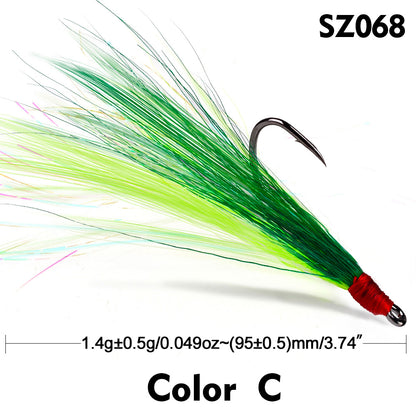 PROBEROS 5pcs/bag High Carbon Steel Feather Bionic Lure Hook pesca Fishing Gear Barbed Single Hook Outdoor Fishing Accessories