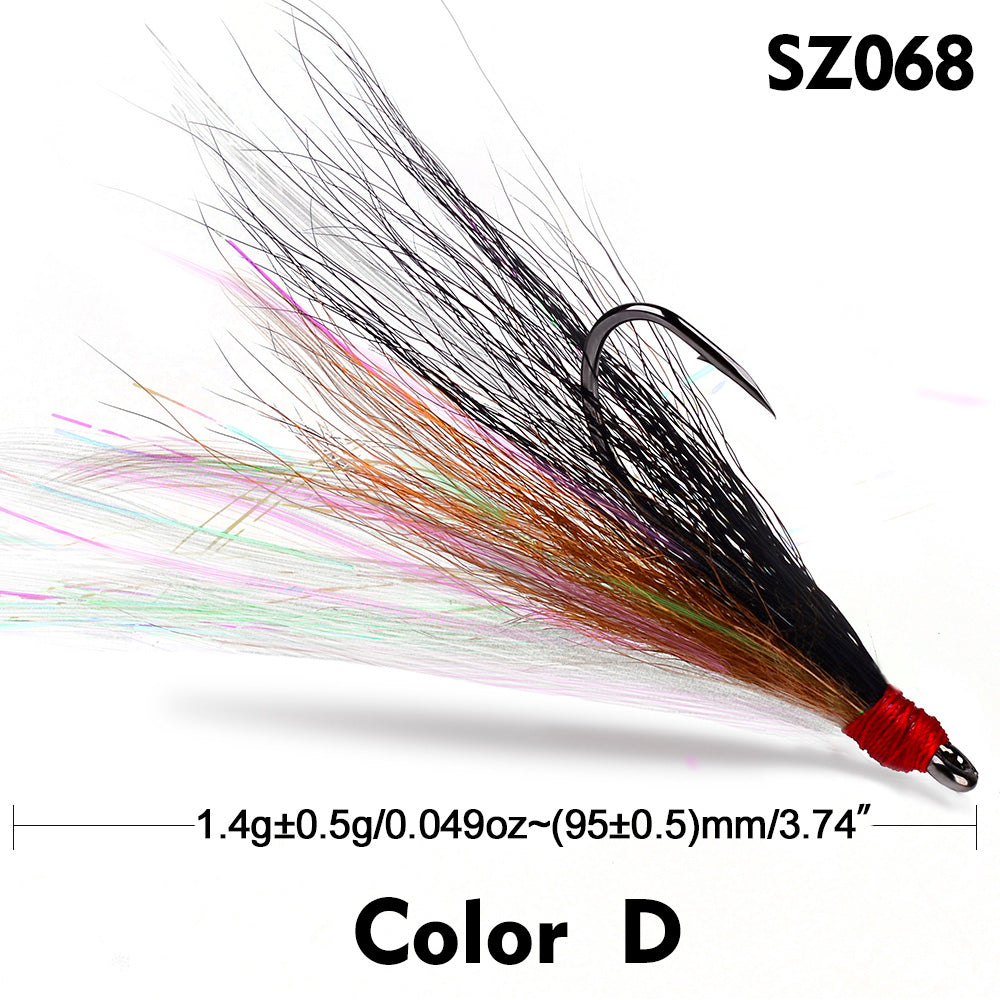 PROBEROS 5pcs/bag High Carbon Steel Feather Bionic Lure Hook pesca Fishing Gear Barbed Single Hook Outdoor Fishing Accessories