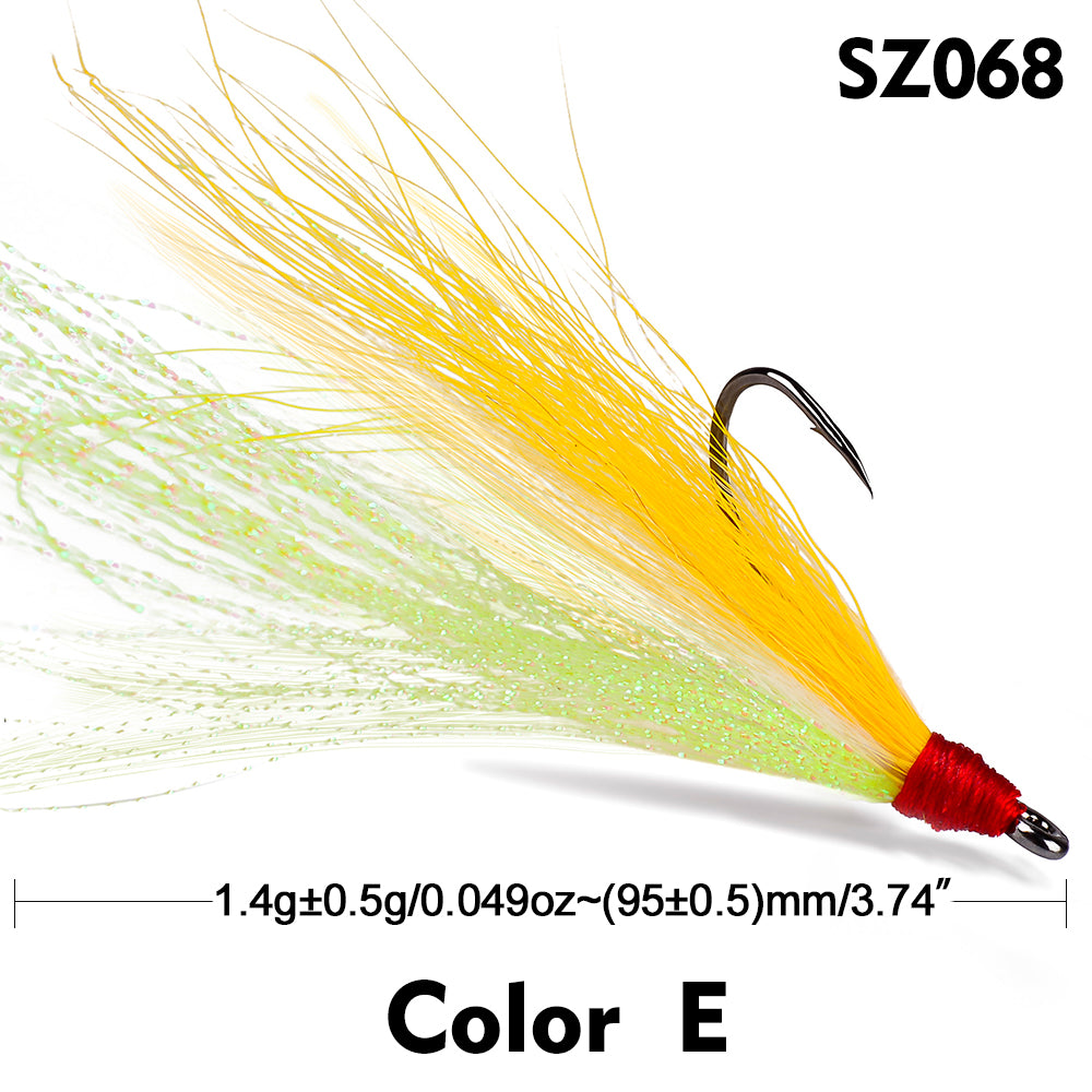 PROBEROS 5pcs/bag High Carbon Steel Feather Bionic Lure Hook pesca Fishing Gear Barbed Single Hook Outdoor Fishing Accessories