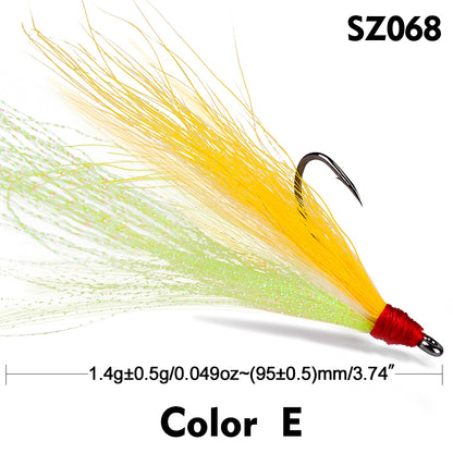PROBEROS 5pcs/bag High Carbon Steel Feather Bionic Lure Hook pesca Fishing Gear Barbed Single Hook Outdoor Fishing Accessories