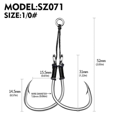 PROBEROS 5SET 2PC/SET  Double Assist Hook For Micro Jig Light Jigging BKK Iseama Twin Hooks