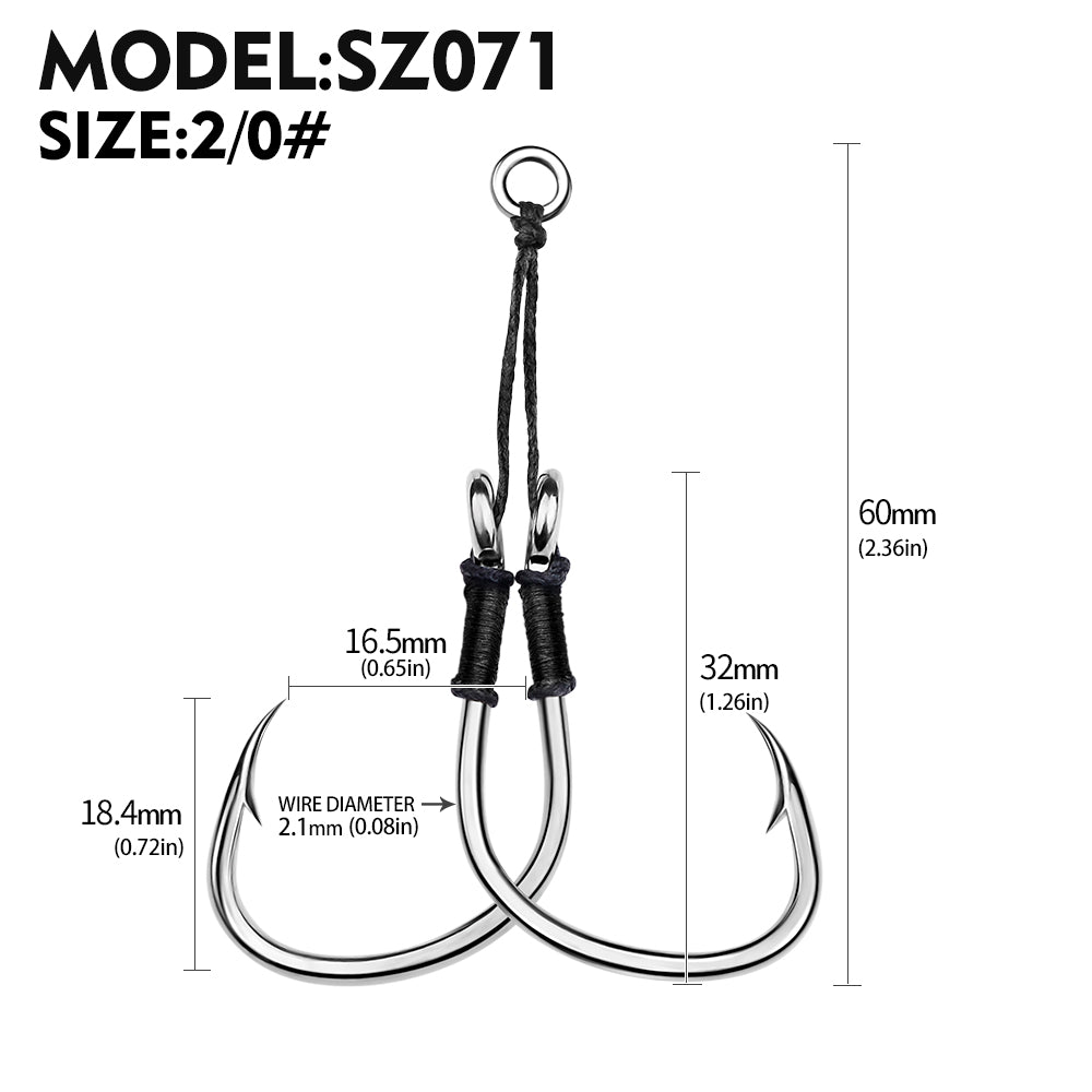 PROBEROS 5SET 2PC/SET  Double Assist Hook For Micro Jig Light Jigging BKK Iseama Twin Hooks