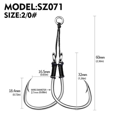 PROBEROS 5SET 2PC/SET  Double Assist Hook For Micro Jig Light Jigging BKK Iseama Twin Hooks
