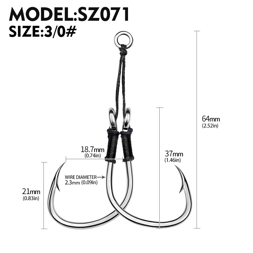 PROBEROS 5SET 2PC/SET  Double Assist Hook For Micro Jig Light Jigging BKK Iseama Twin Hooks