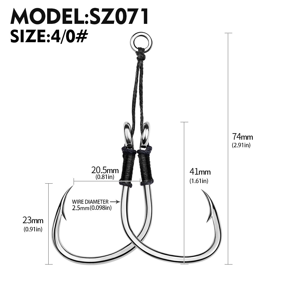 PROBEROS 5SET 2PC/SET  Double Assist Hook For Micro Jig Light Jigging BKK Iseama Twin Hooks
