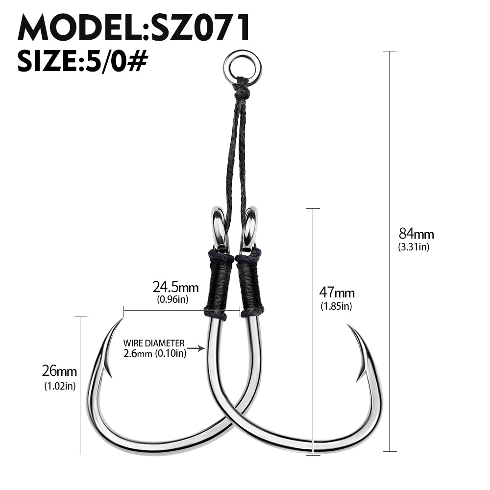 PROBEROS 5SET 2PC/SET  Double Assist Hook For Micro Jig Light Jigging BKK Iseama Twin Hooks