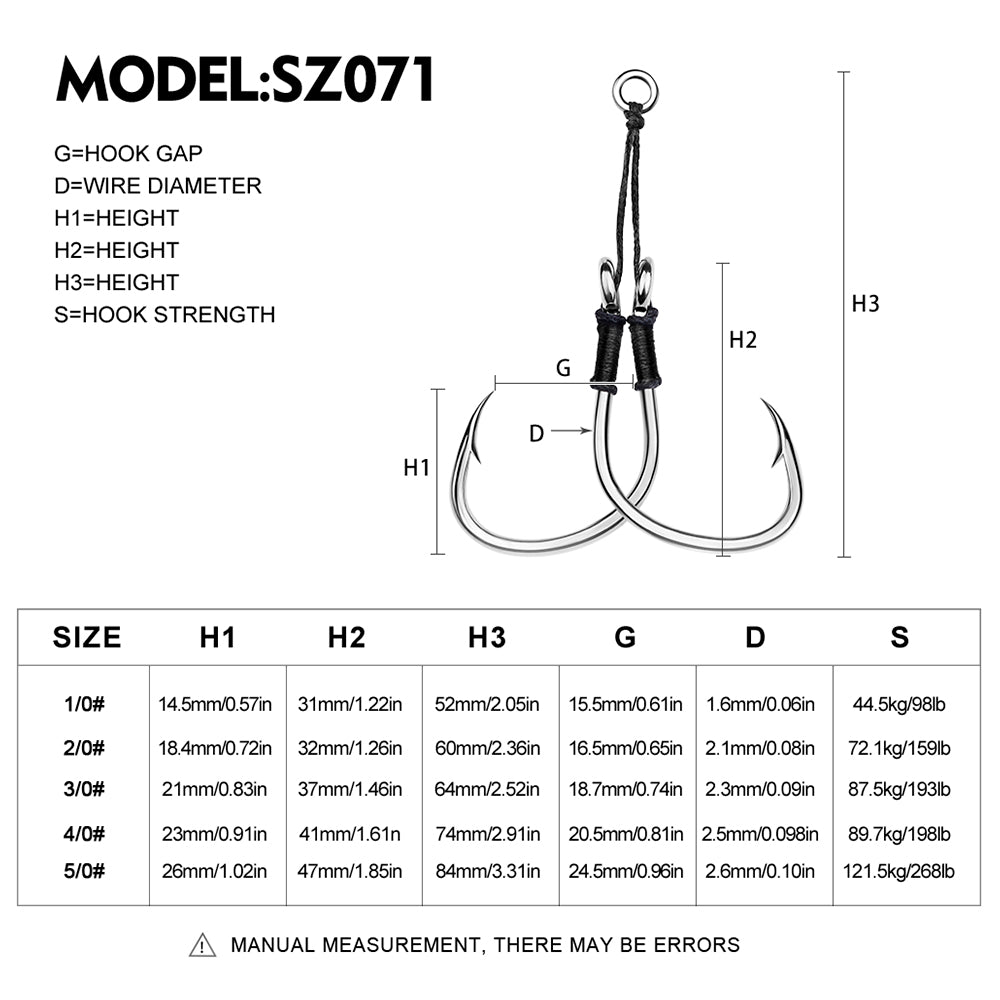 PROBEROS 2 Sets Saltwater Jigging Assist Hooks 1/0#-5/0# High Carbon Steel Fishing Hooks
