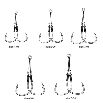 PROBEROS 2 Sets Saltwater Jigging Assist Hooks 1/0#-5/0# High Carbon Steel Fishing Hooks