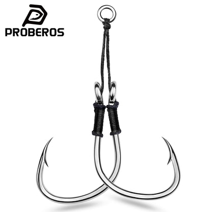 PROBEROS 2 Sets Saltwater Jigging Assist Hooks 1/0#-5/0# High Carbon Steel Fishing Hooks