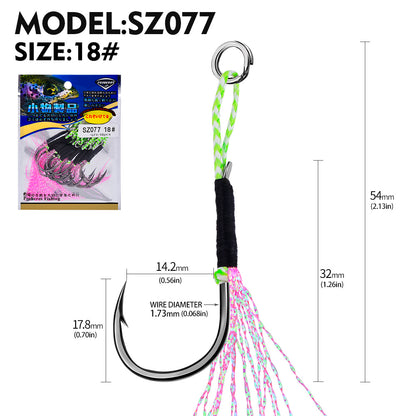 PROBEROS 5PC 2Pairs/PC High Carbon Steel Fishhooks Jig Assist Fishing Twin Hooks Double Barbed Durable Hook Peche