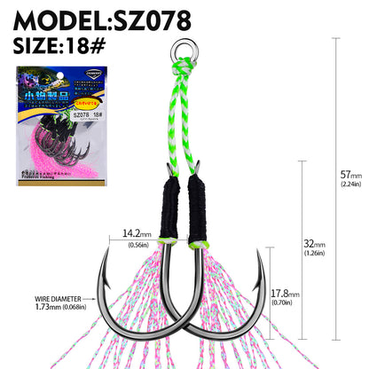 PROBEROS 2 Sets Saltwater Jigging Assist Hooks 11#-18# High Carbon Steel Fishing Hooks