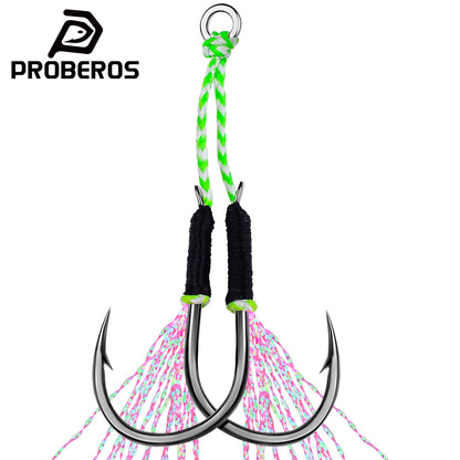 PROBEROS 2 Sets Saltwater Jigging Assist Hooks 11#-18# High Carbon Steel Fishing Hooks