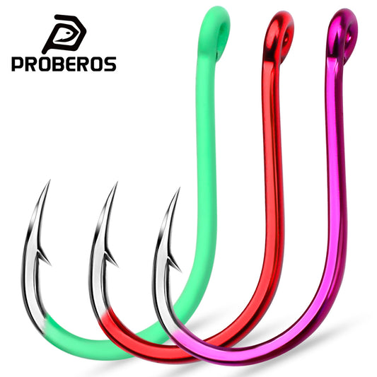 PROBEROS 20PCS Saltwater Fishing Hooks 0.8#-15# Anti-rusty Single hook Tin Color Fishhooks&nbsp; High Carbon Steel Strength