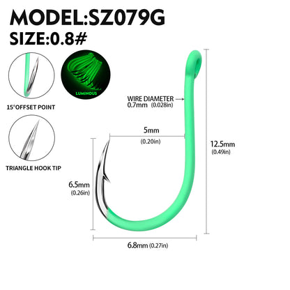 PROBEROS SZ079 Saltwater Fishing Hooks 20Pcs | Tin Single Hook 0.8#-15#