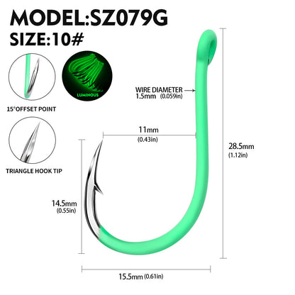 PROBEROS SZ079 Saltwater Fishing Hooks 20Pcs | Tin Single Hook 0.8#-15#