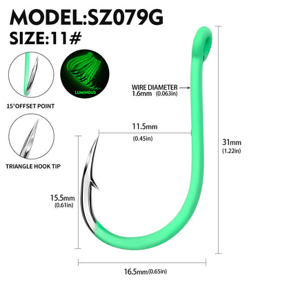PROBEROS SZ079 Saltwater Fishing Hooks 20Pcs | Tin Single Hook 0.8#-15#