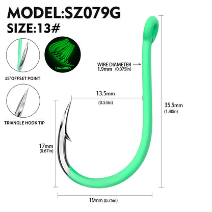 PROBEROS SZ079 Saltwater Fishing Hooks 20Pcs | Tin Single Hook 0.8#-15#