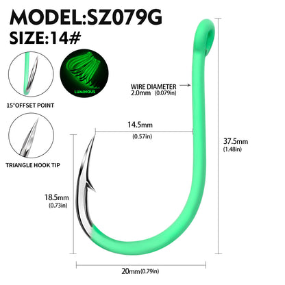 PROBEROS SZ079 Saltwater Fishing Hooks 20Pcs | Tin Single Hook 0.8#-15#