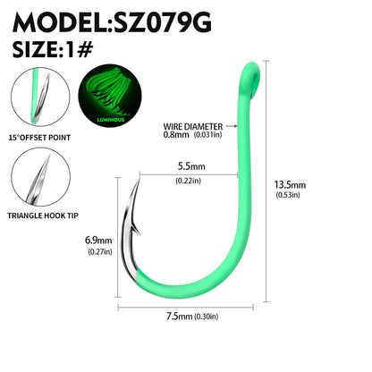 PROBEROS SZ079 Saltwater Fishing Hooks 20Pcs | Tin Single Hook 0.8#-15#
