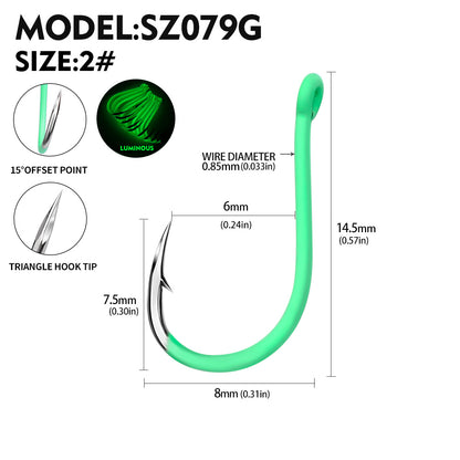 PROBEROS SZ079 Saltwater Fishing Hooks 20Pcs | Tin Single Hook 0.8#-15#