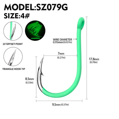 PROBEROS SZ079 Saltwater Fishing Hooks 20Pcs | Tin Single Hook 0.8#-15#