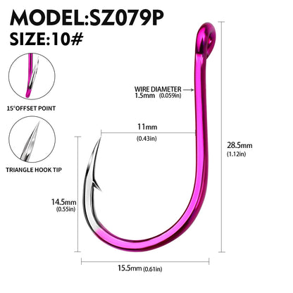 PROBEROS SZ079 Saltwater Fishing Hooks 20Pcs | Tin Single Hook 0.8#-15#