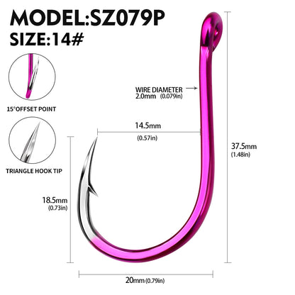 PROBEROS SZ079 Saltwater Fishing Hooks 20Pcs | Tin Single Hook 0.8#-15#