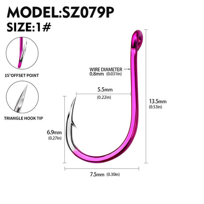 PROBEROS SZ079 Saltwater Fishing Hooks 20Pcs | Tin Single Hook 0.8#-15#