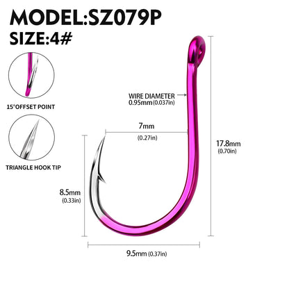 PROBEROS SZ079 Saltwater Fishing Hooks 20Pcs | Tin Single Hook 0.8#-15#