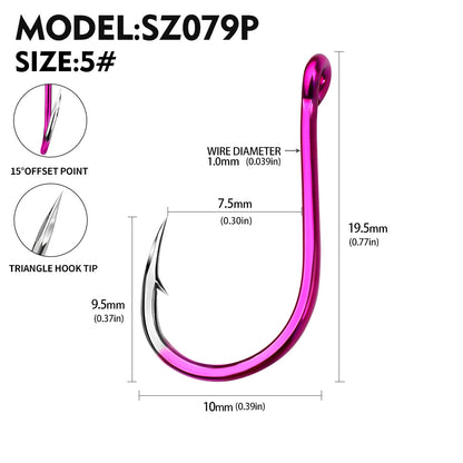 PROBEROS SZ079 Saltwater Fishing Hooks 20Pcs | Tin Single Hook 0.8#-15#