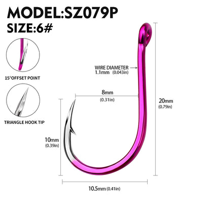 PROBEROS SZ079 Saltwater Fishing Hooks 20Pcs | Tin Single Hook 0.8#-15#
