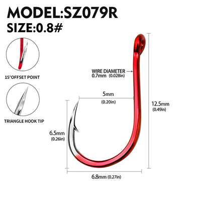 PROBEROS SZ079 Saltwater Fishing Hooks 20Pcs | Tin Single Hook 0.8#-15#