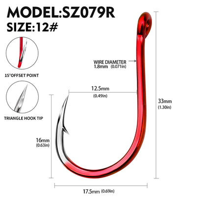 PROBEROS SZ079 Saltwater Fishing Hooks 20Pcs | Tin Single Hook 0.8#-15#