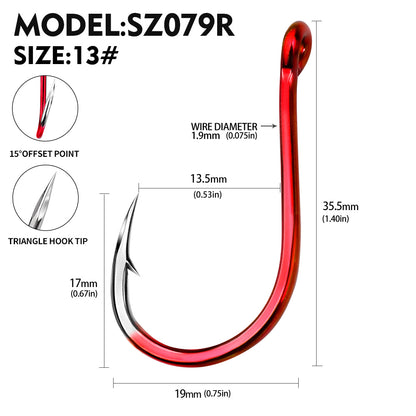 PROBEROS SZ079 Saltwater Fishing Hooks 20Pcs | Tin Single Hook 0.8#-15#