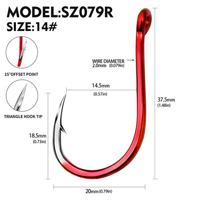 PROBEROS SZ079 Saltwater Fishing Hooks 20Pcs | Tin Single Hook 0.8#-15#