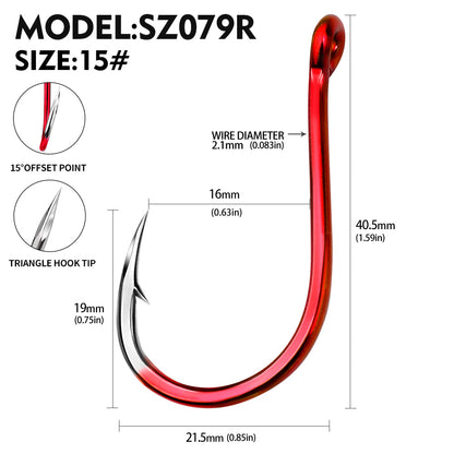 PROBEROS SZ079 Saltwater Fishing Hooks 20Pcs | Tin Single Hook 0.8#-15#