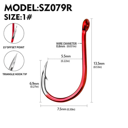 PROBEROS SZ079 Saltwater Fishing Hooks 20Pcs | Tin Single Hook 0.8#-15#