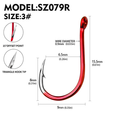 PROBEROS SZ079 Saltwater Fishing Hooks 20Pcs | Tin Single Hook 0.8#-15#