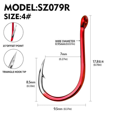 PROBEROS SZ079 Saltwater Fishing Hooks 20Pcs | Tin Single Hook 0.8#-15#