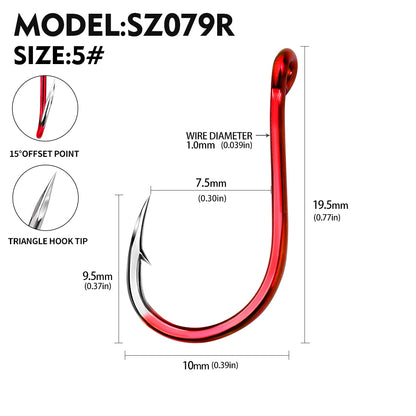 PROBEROS SZ079 Saltwater Fishing Hooks 20Pcs | Tin Single Hook 0.8#-15#