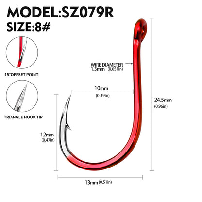 PROBEROS SZ079 Saltwater Fishing Hooks 20Pcs | Tin Single Hook 0.8#-15#